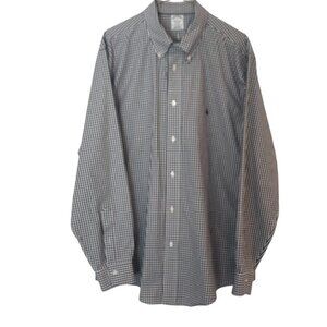 Brooks Brothers Men's Regent Fit Black & white checked Button Down size XL